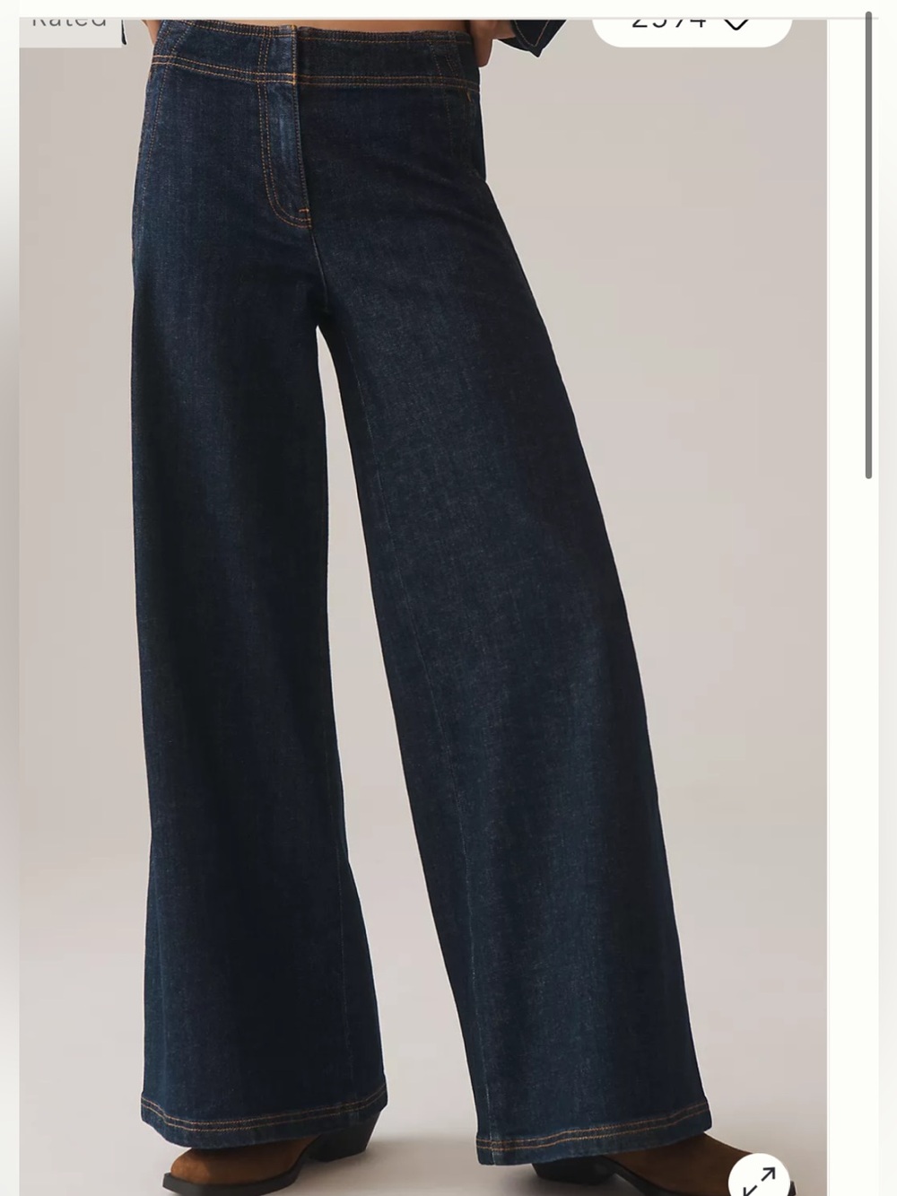 Maeve Dark Indigo Wide-Leg Jeans with Scalloped Side Seam - Picture 3 of 5